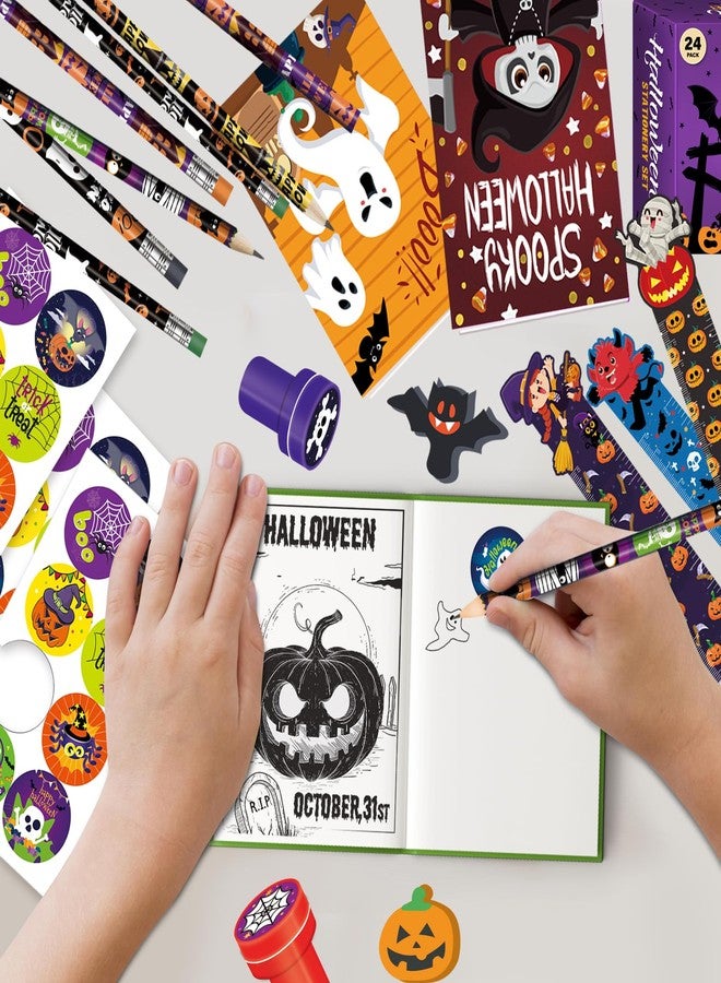 BEARUN Halloween Party Favor for Kids, 168 PCS 24-Pack Halloween Stationery Set with Goody Treat Bags, Bulk Toy for Class, Spooky Themed Halloween Party Gifts Prizes - Image 5